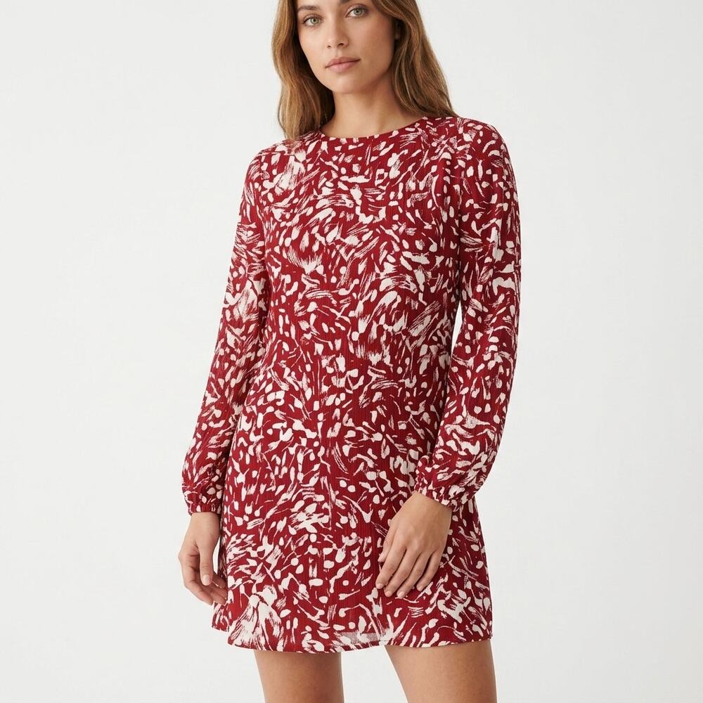 maje Red Short Graphic Print Dress Women Size 3